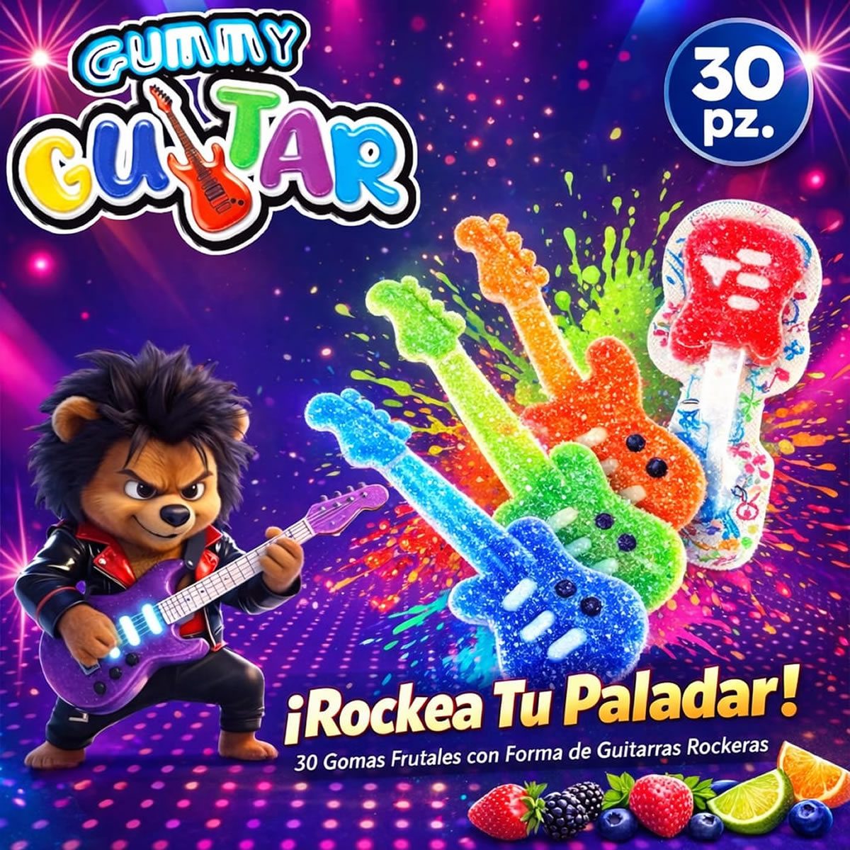 Gummy Guitar Gomitas De Sabores Frutales 30Piezas Las Delicias