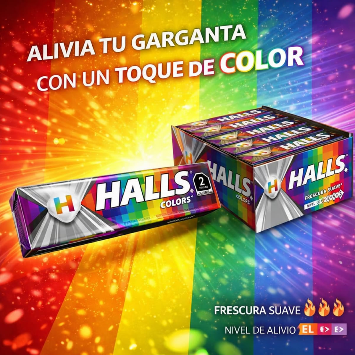 Halls Caramelo Macizo Sabores Frutales Colors 12 Piezas