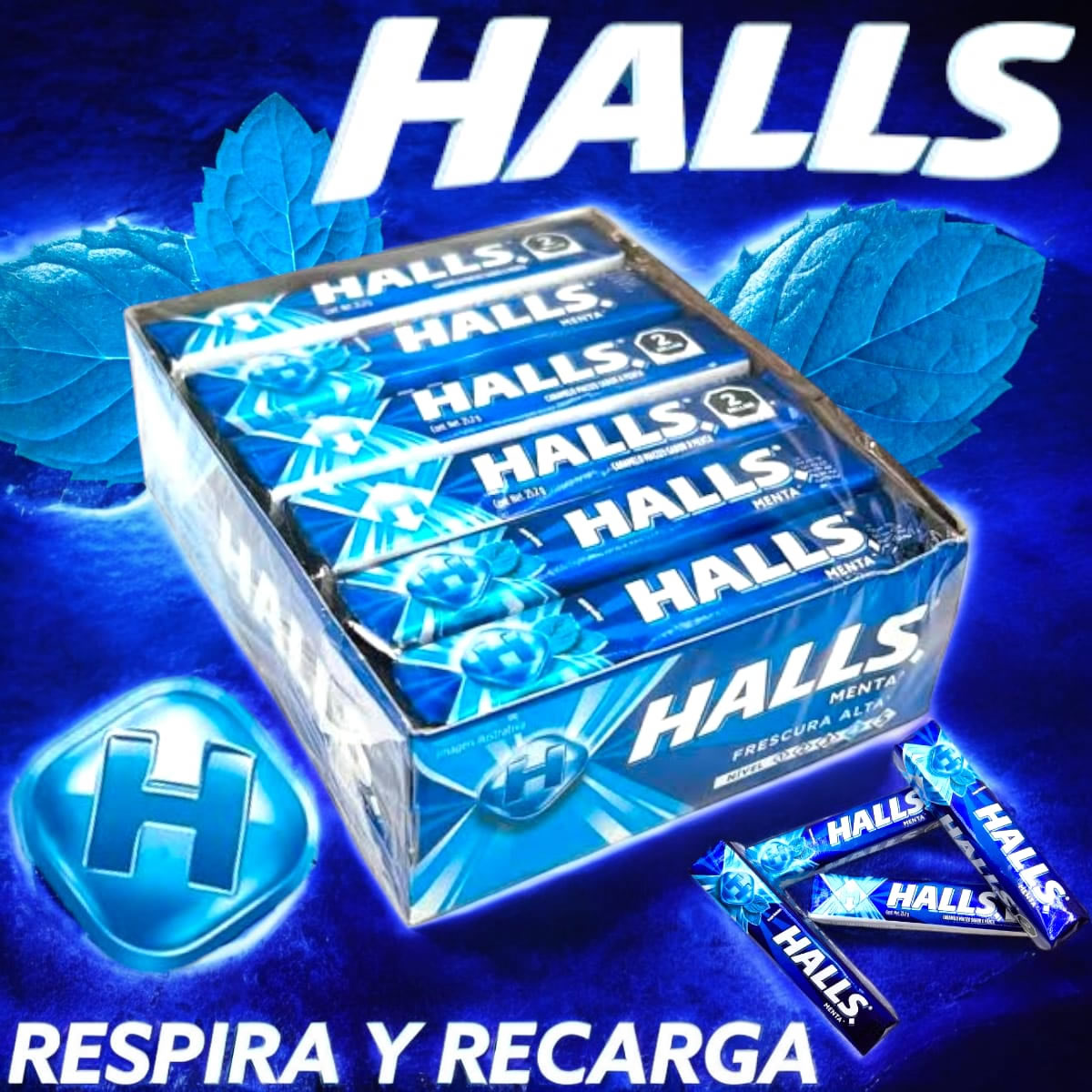 Halls Caramelo Macizo Sabor Menta 12 Piezas