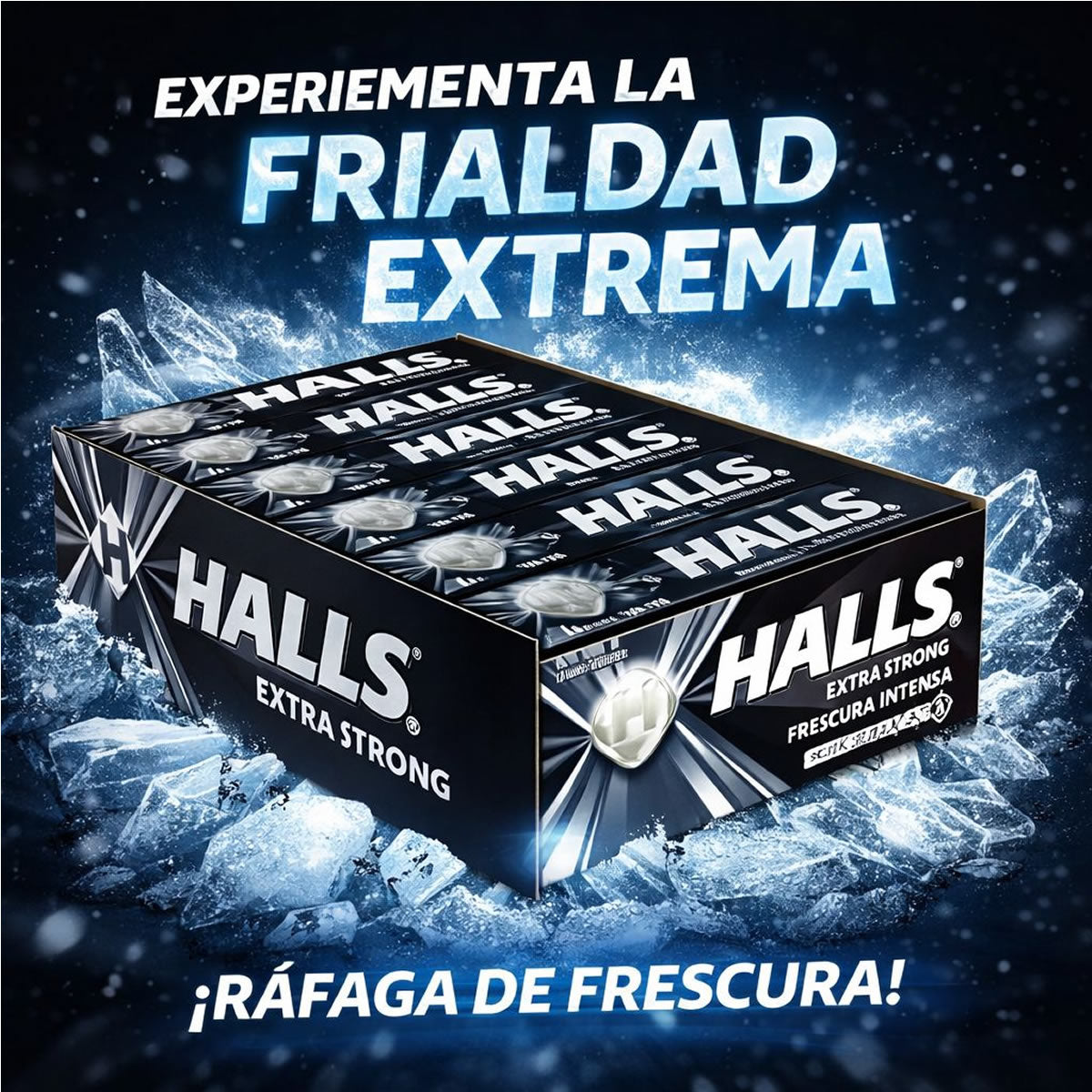Halls Extra Strong Negras Caramelo Macizo Con 12 Piezas