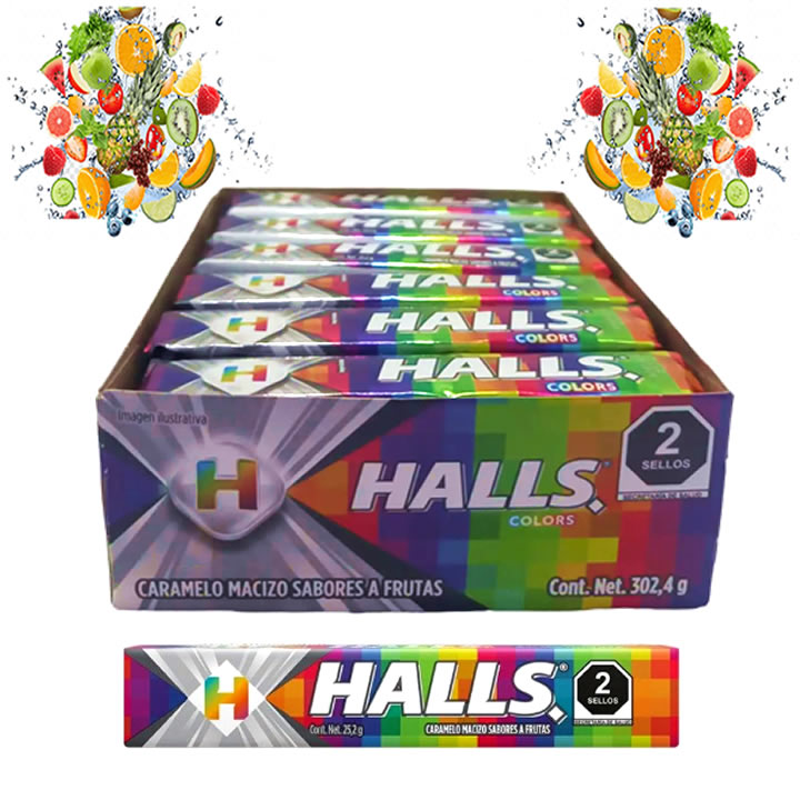 Halls Caramelo Macizo Sabores Frutales Colors 12 Piezas – Dulceria tobi
