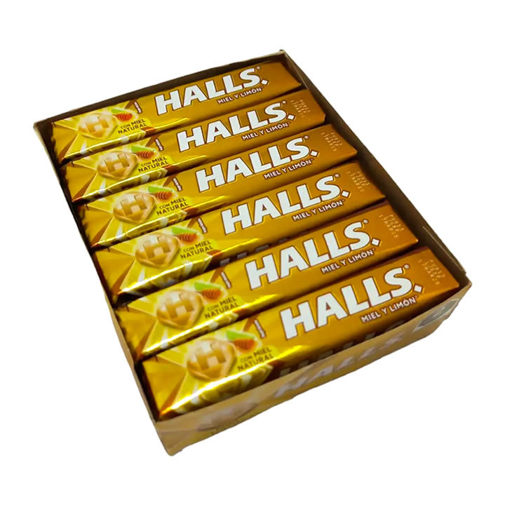 Halls Caramelo Macizo Sabor Miel 12 Piezas