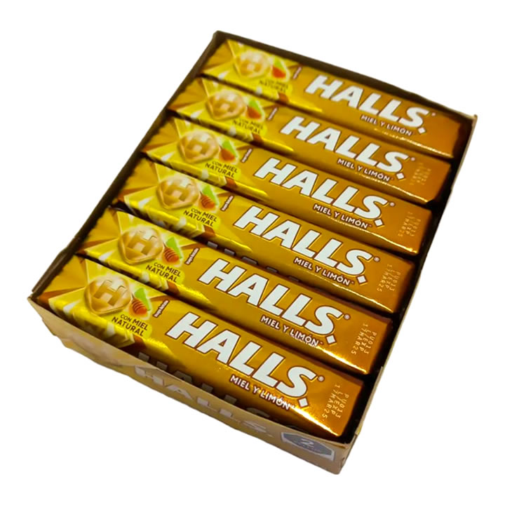 Halls Caramelo Macizo Sabor Miel 12 Piezas