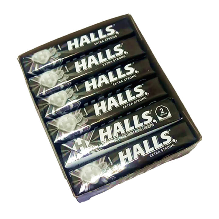 Halls Extra Strong Negras Caramelo Macizo Con 12 Piezas
