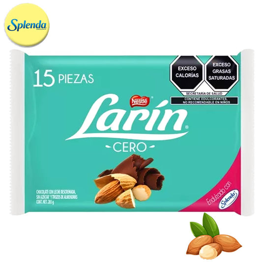 Larín Cero Chocolate Sin Azúcar Con Almendras 15 Piezas 285g