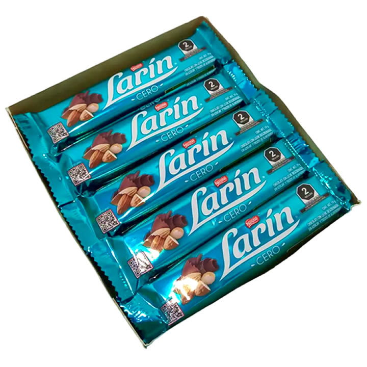 Larín Cero Chocolate Sin Azúcar Con Almendras 15 Piezas 285g