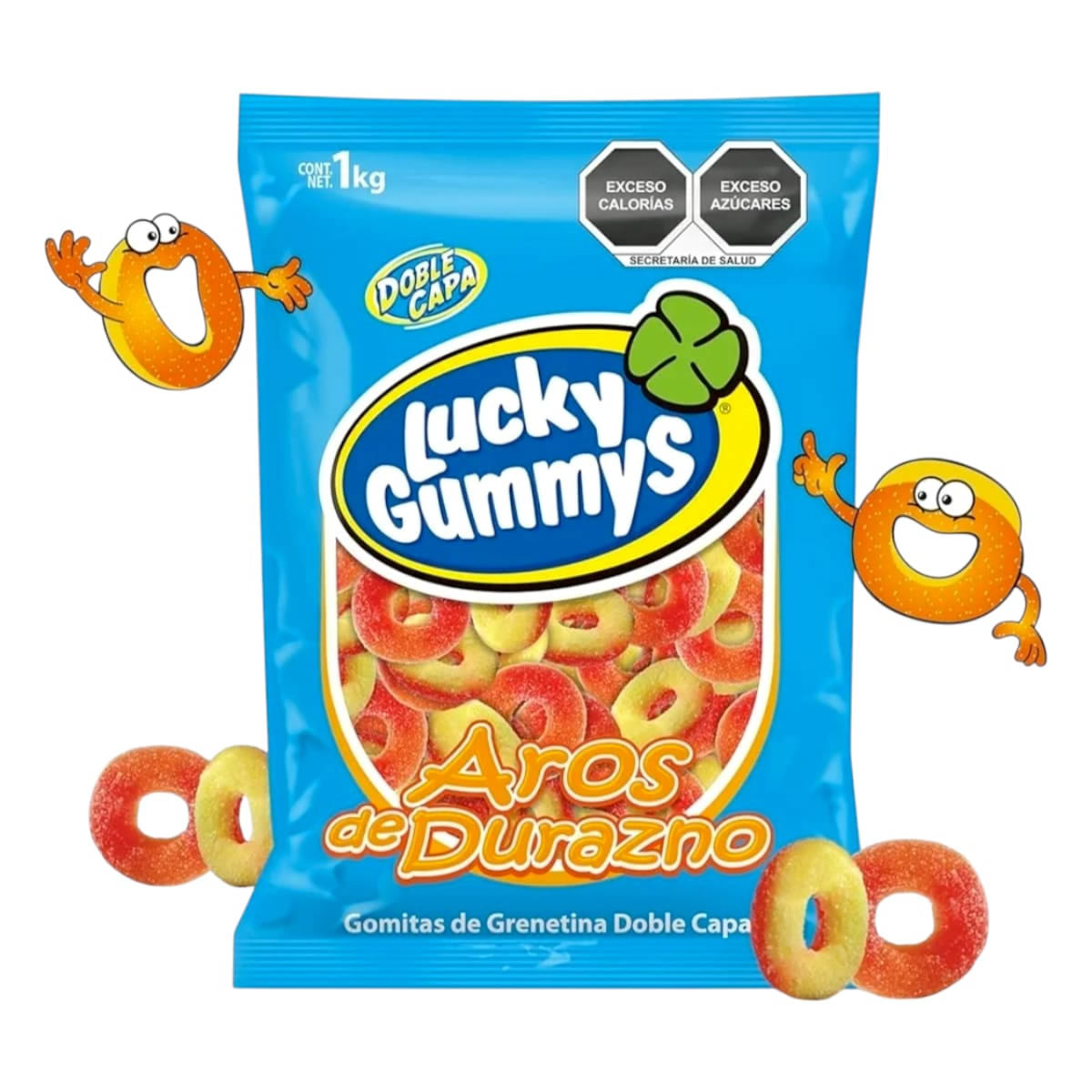Gomitas Lucky Gummys Aros De Durazno 1Kg