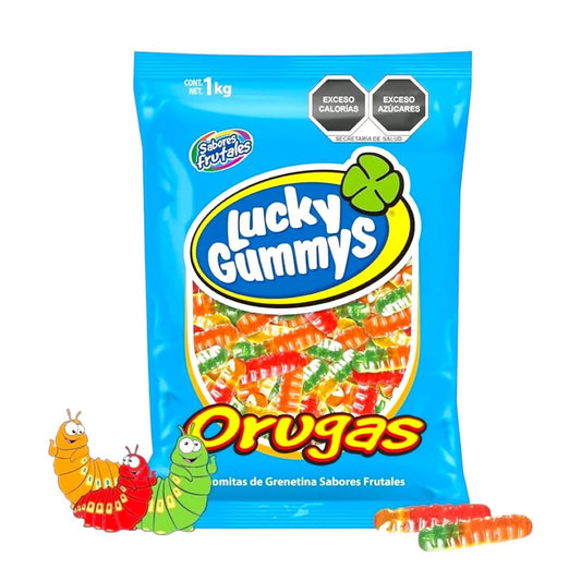 Gomitas Lucky Gummys Orugas Sabores Frutales 1Kg