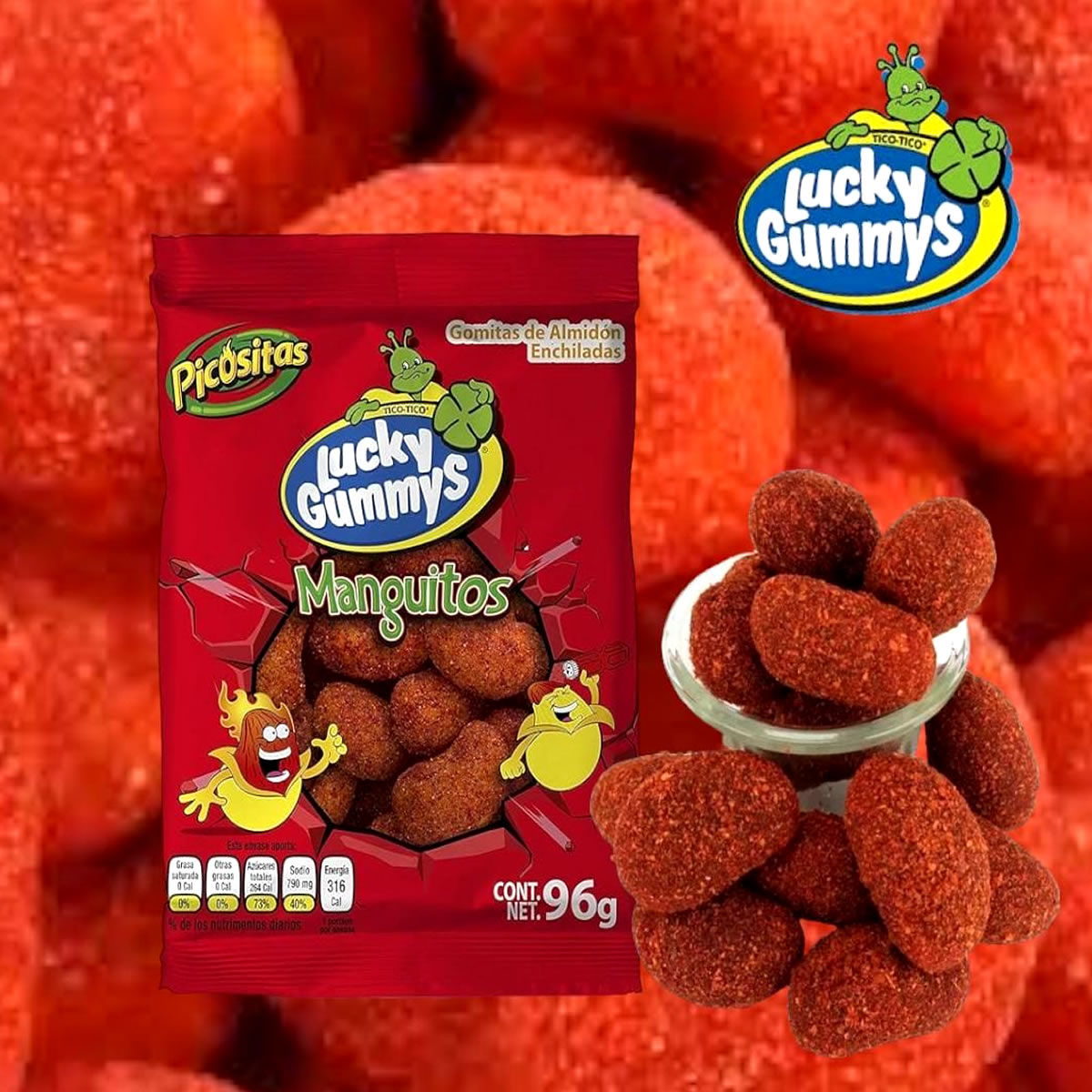 Gomitas Lucky Gummys Manguitos Enchilados 96g