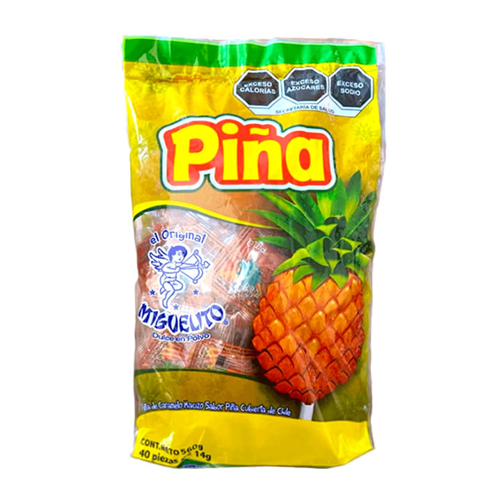 Miguelito Paleta De Piña Cubierta De Chilito 40 Piezas