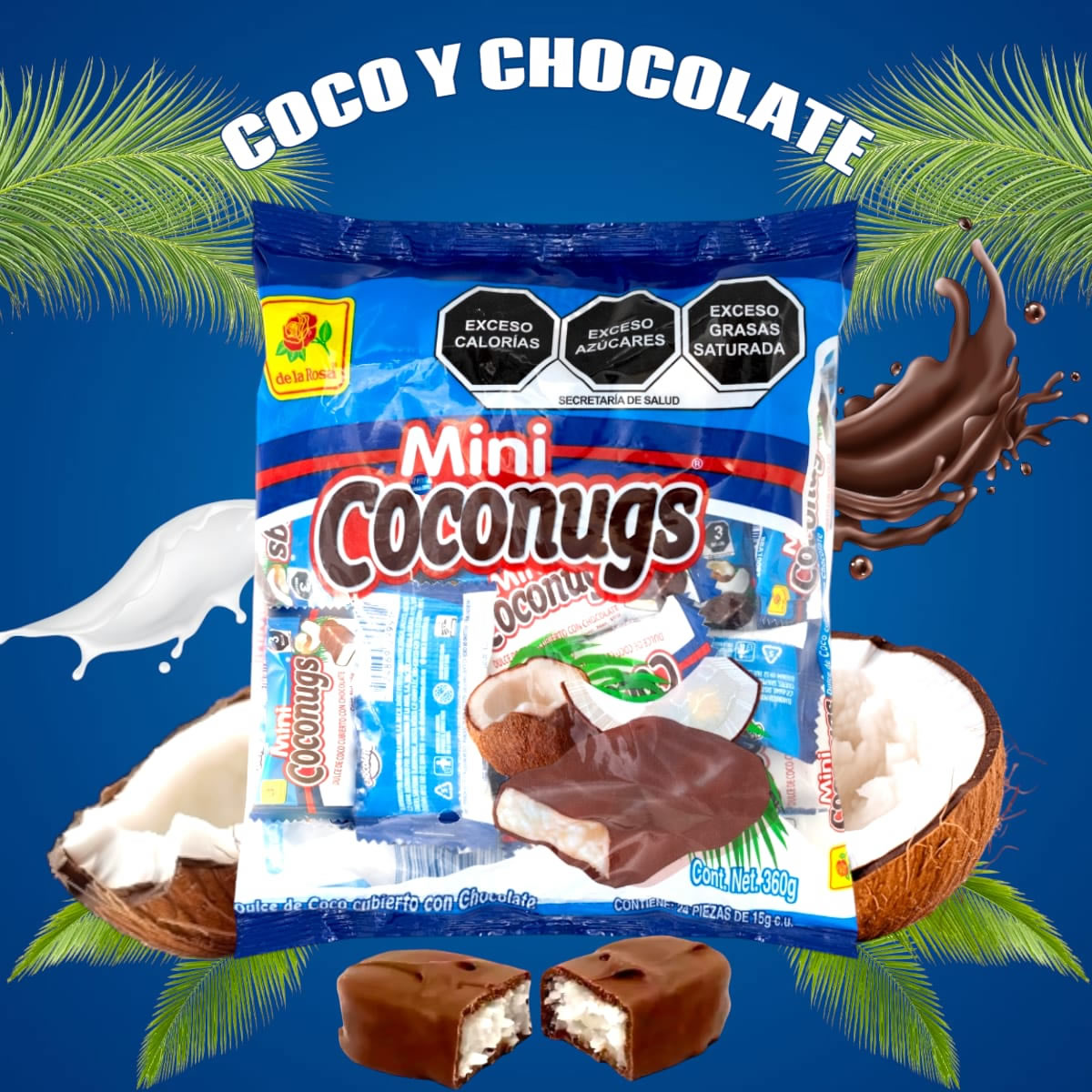 De La Rosa Mini Coconugs Dulce De Coco Cubierto Con Chocolate 360gr