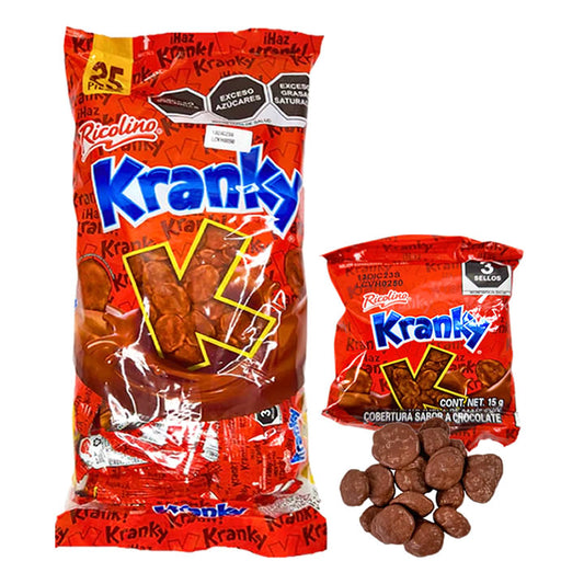 Ricolino Mini Kranky Hojuela De Maiz Cubierta Con Chocolate 25 piezas