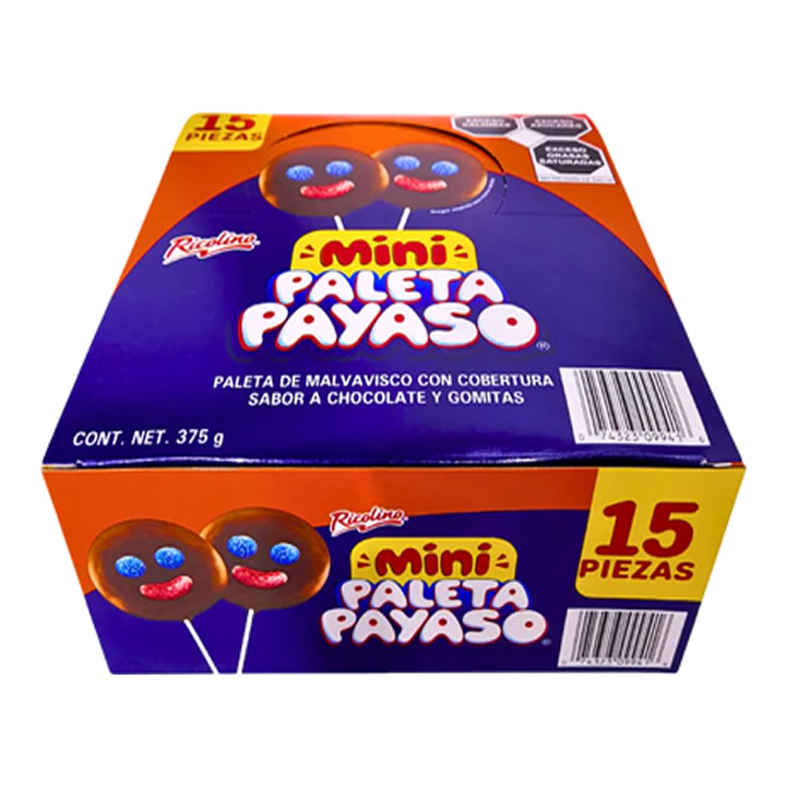 Mini Paleta Payaso Ricolino 15 piezas De 25g C/U