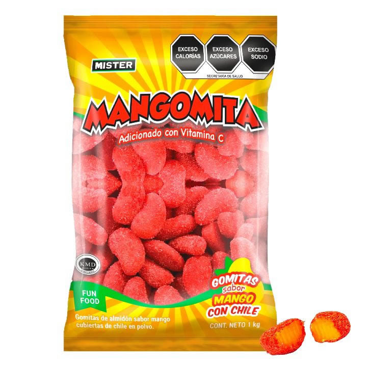 Mister Mangomitas Sabor Mango Cubiertas De Chile En Polvo 1kg