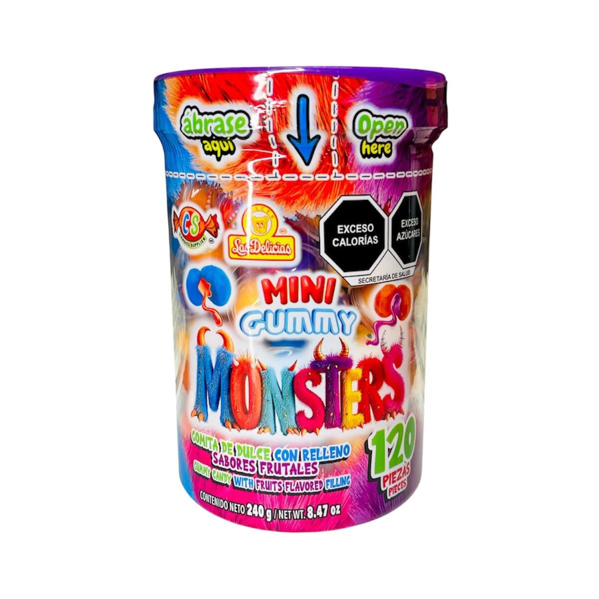 Mini Gummy Monsters Gomita Con Relleno Frutal 120Pz Las Delicias