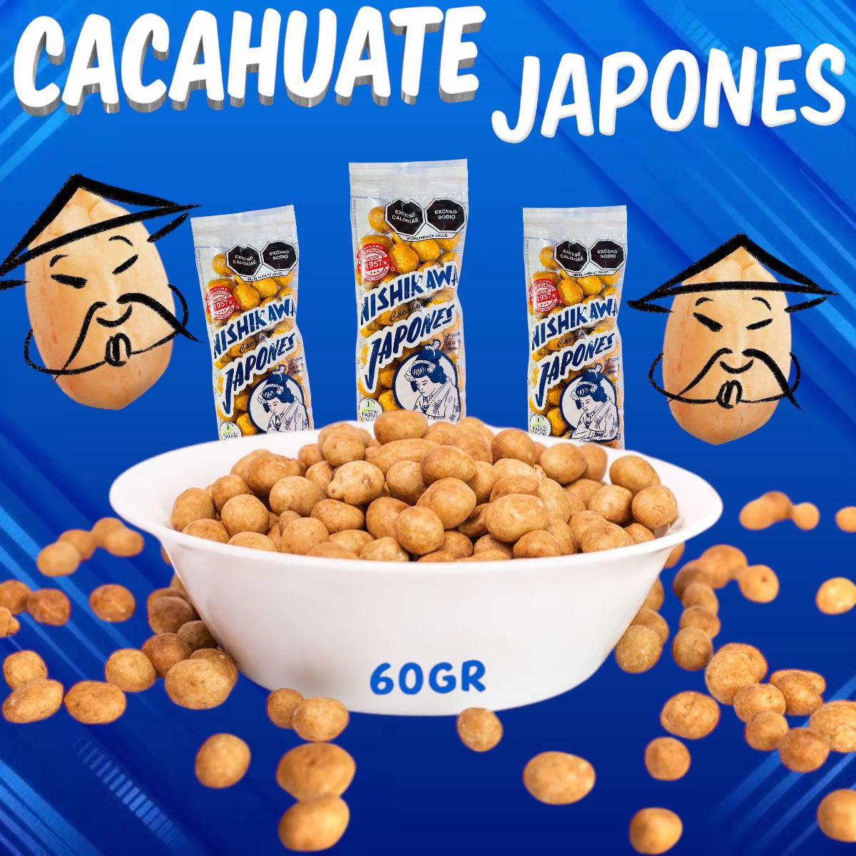 10 Piezas De Cacahuates Japoneses Nishikawa 60gr. C/u