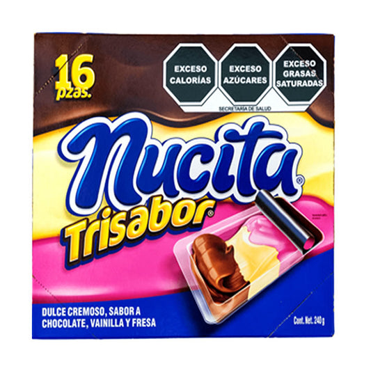 Nucita Trisabor Chocolate, Vainilla Y Fresa Dulce Cremoso 16 Piezas