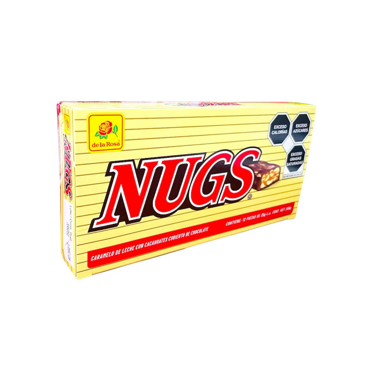 De La Rosa Nugs Caramelo De Leche Con Cacahuates Cubierto De Chocolate 12pz