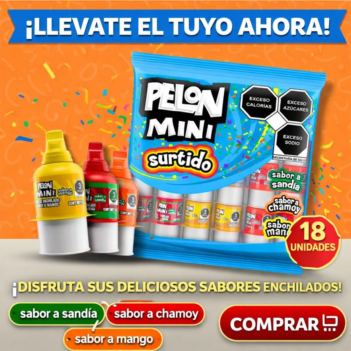 Pelon Pelo Rico Mini Sabores Surtidos 18 Piezas
