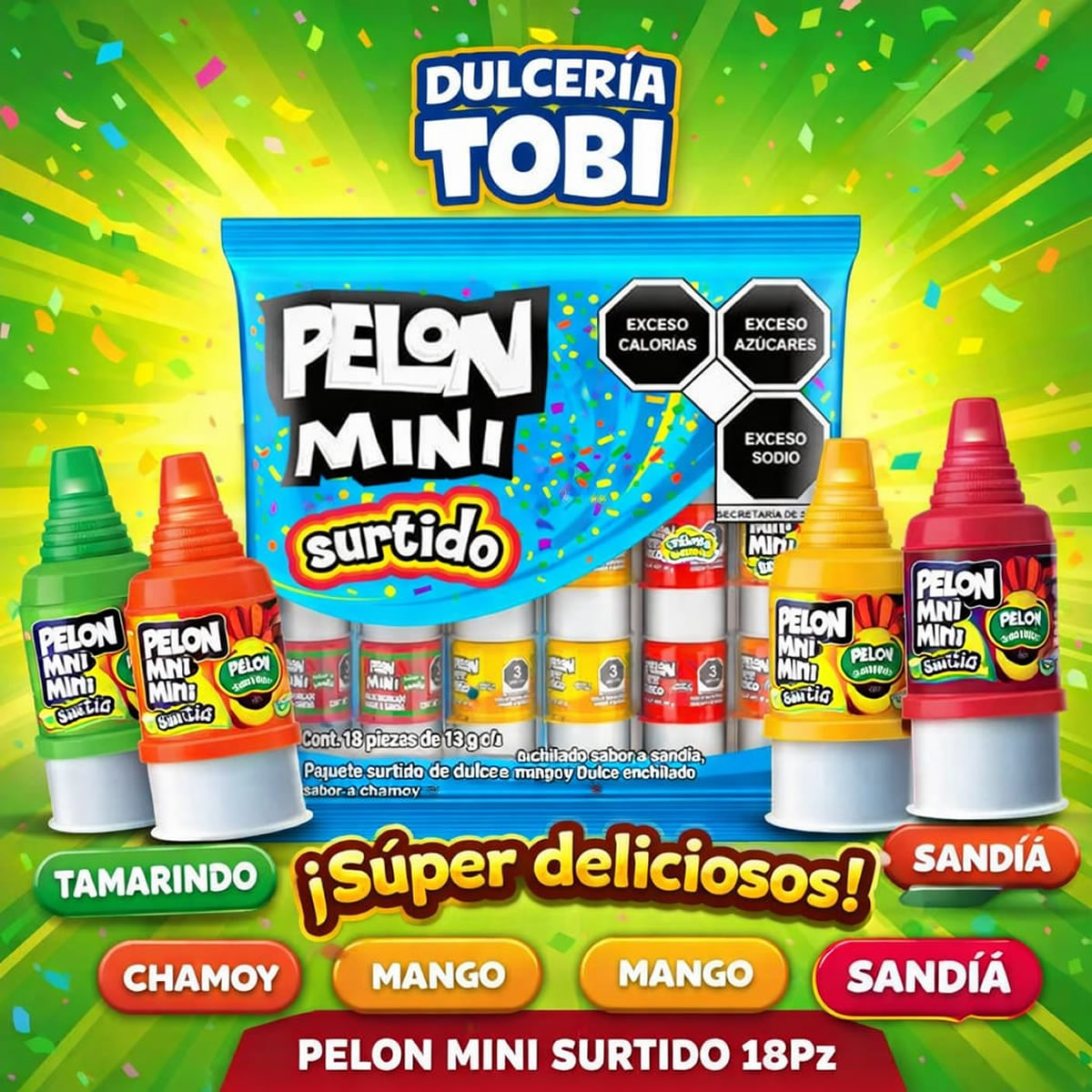 Pelon Pelo Rico Mini Sabores Surtidos 18 Piezas