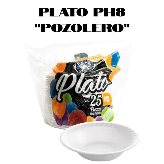 Reyma Plato Termico Pozolero PH8 Desechable 25 Piezas