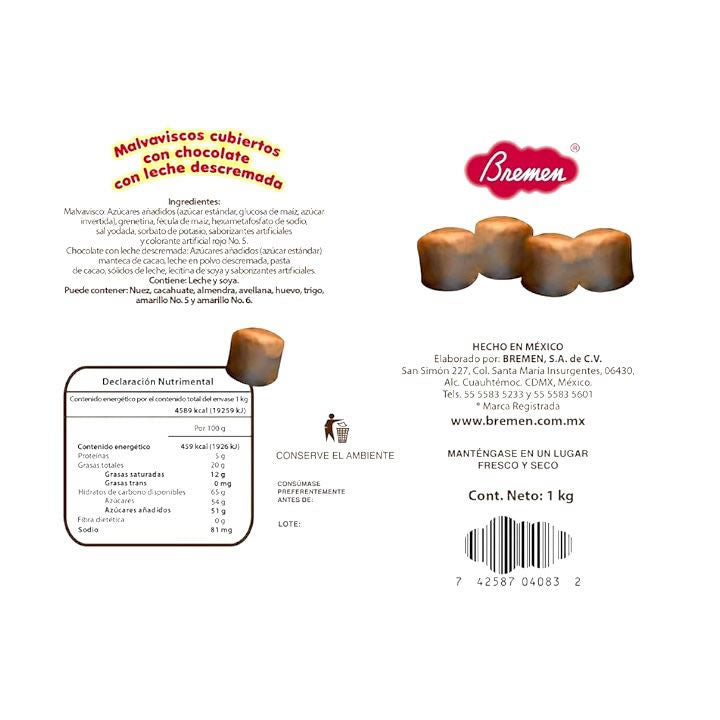 Bremen Malvavisco Mini Cubierto Con Chocolate Caja De 1Kg