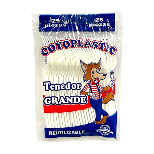 Tenedor Jumbo Coyoplastic De Plástico Desechable Grande 25 Pzas