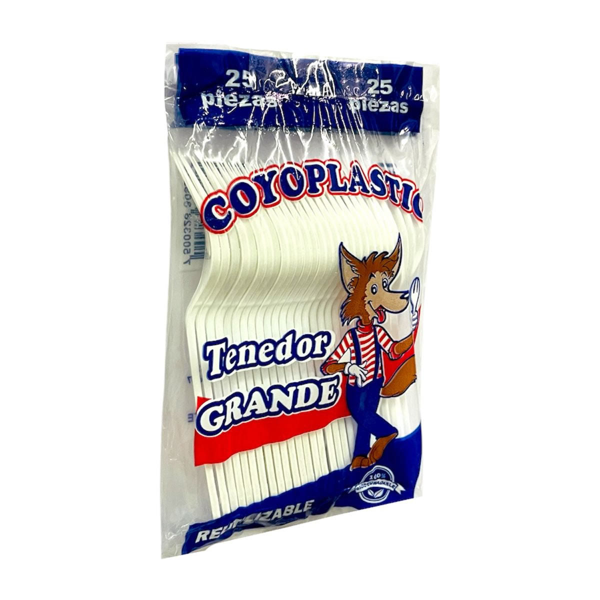 Tenedor Jumbo Coyoplastic De Plástico Desechable Grande 25 Pzas