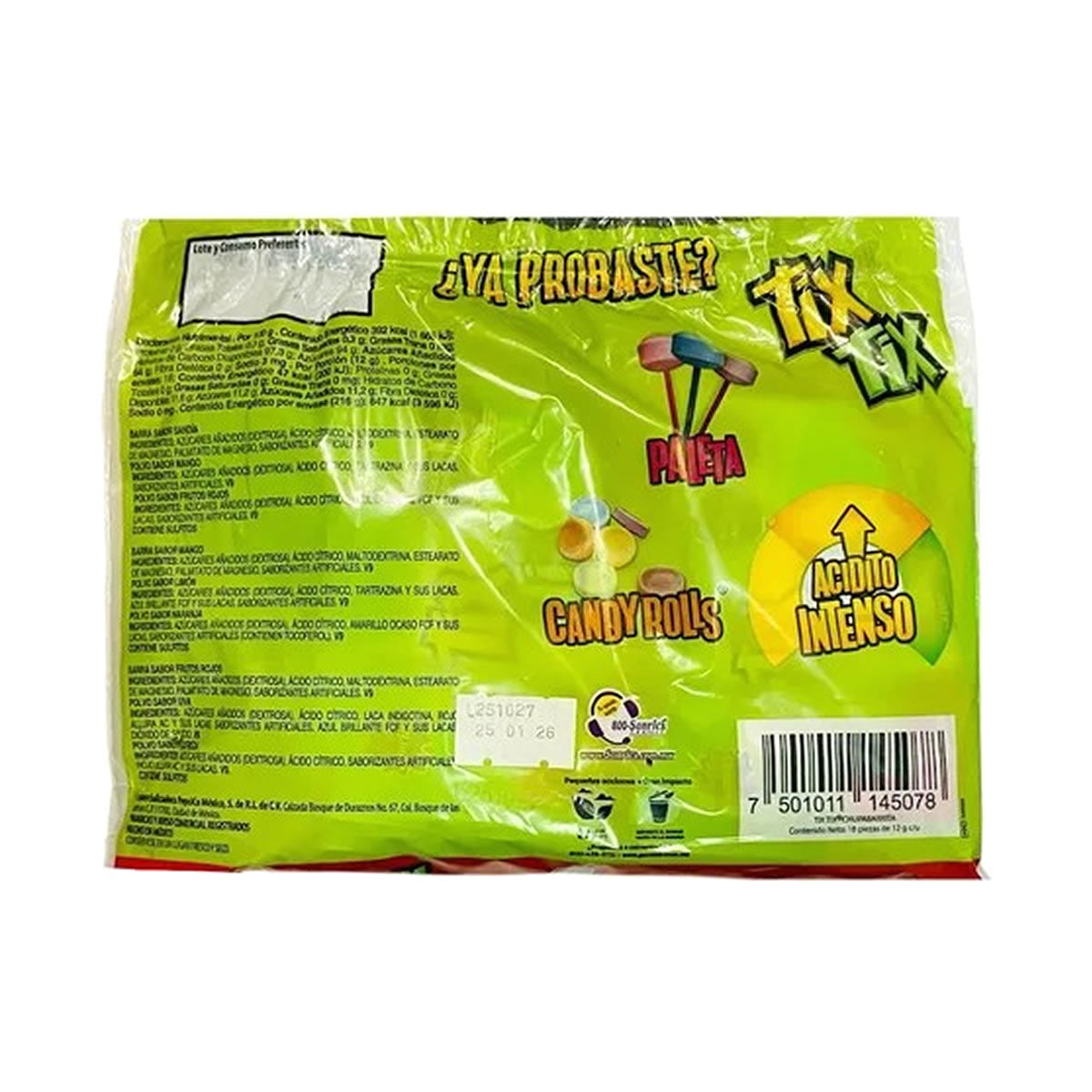 TixTix Chupa Barrita Dulce Comprimido Con 18 Piezas