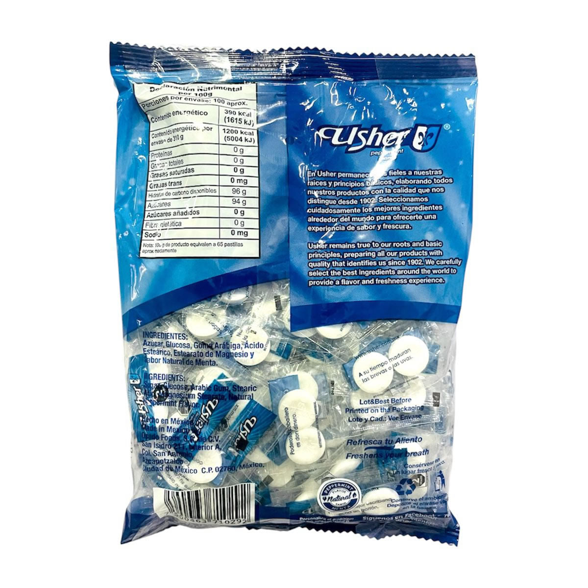 Usher Menta Pastilla Comprimida 310gr Aprox 100Pzas