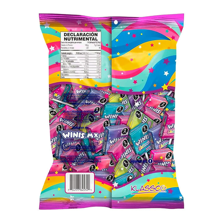 Winis Paleta Unicornio Caramelo Suave Algodón de Azúcar 40Pz