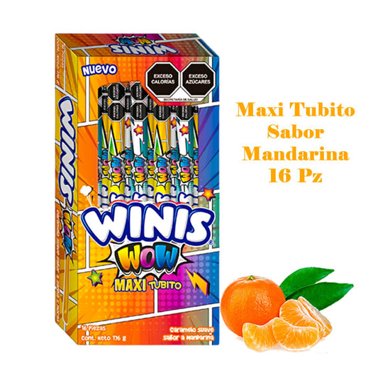 Winis Maxi Tubito Wow Sabor Mandarina 16pz
