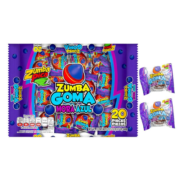 Zumba Goma Mora Azul Cubierta De Tamarindo 20 Piezas