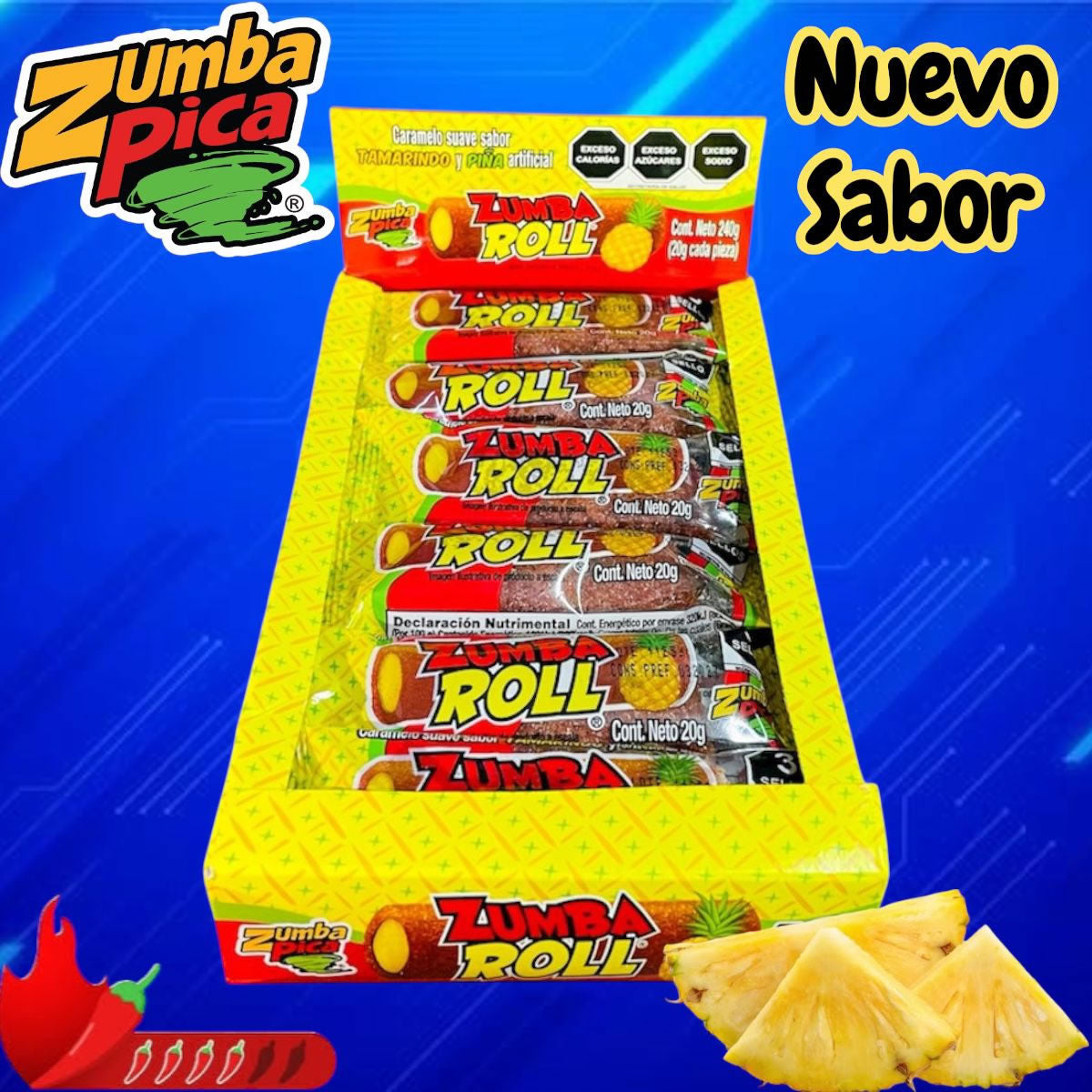 Zumba Roll Caramelo Suave Sabor Tamarindo y Piña 240g