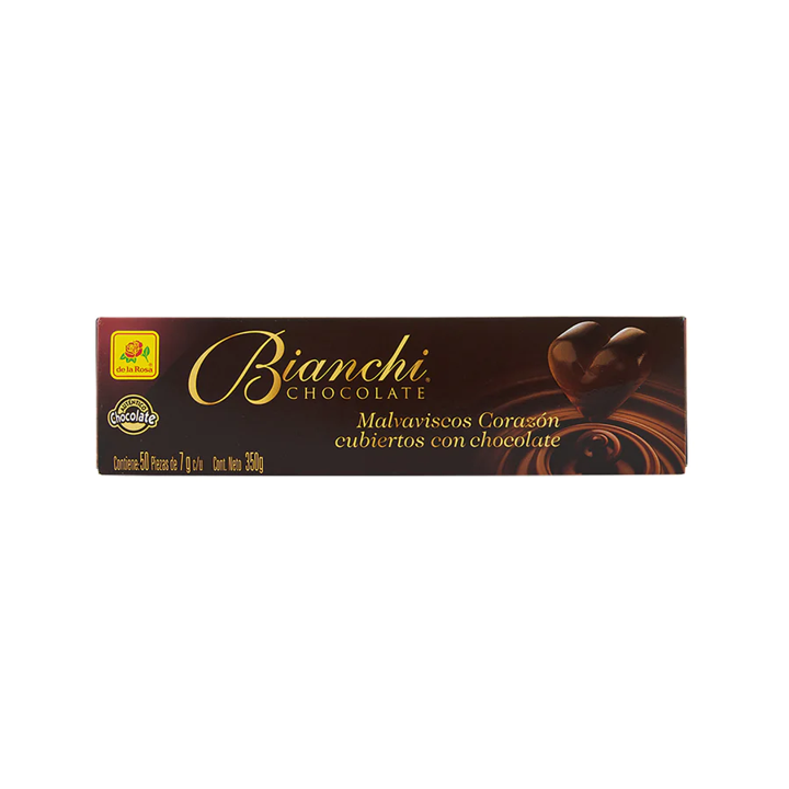Bianchi Malvaviscos Corazón Cubiertos De Chocolate 50 Pzas