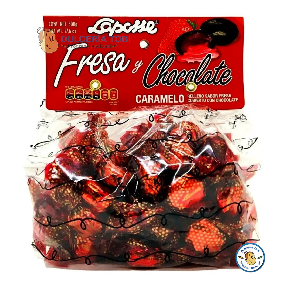 Laposse Caramelo Relleno Sabor Fresa Y Chocolate 500 G